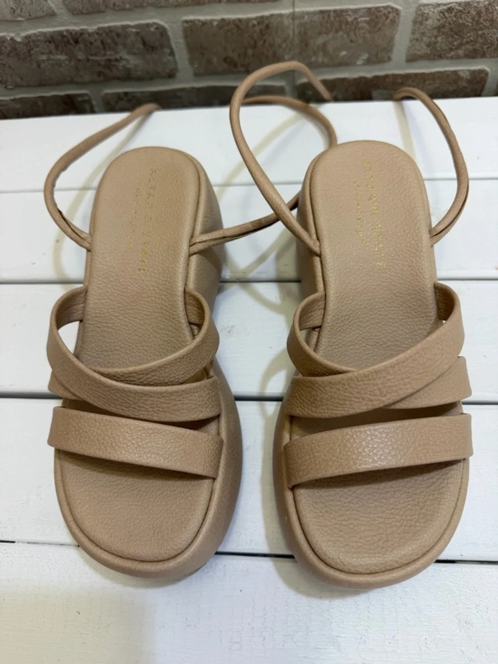 Altar’d State Women’s Nude Platform Ankle Wrap Sandals Size 6 Graduation Summer